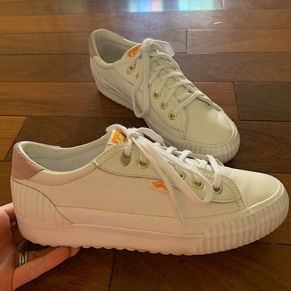 Women’s White Leather Platform Keds